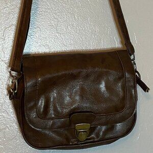 Vintage Brown Leather Small Crossbody  Purse Bag w Adjustable Shoulder Strap